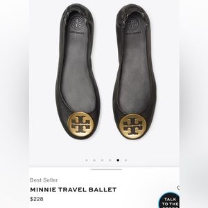 Tory Burch black flats Gold